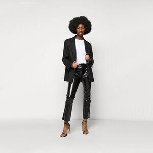 NWOT J Brand patent black lambskin leather cropped trousers, 31